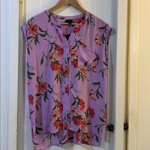 Lilac polyester top with asians lily’s
